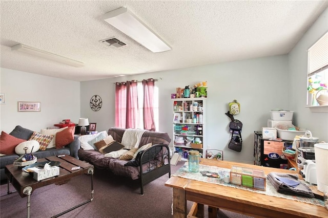 330 Saint Nicholas St, Luling, LA 70070 - carpeted living area with a textured ceiling and visible vents