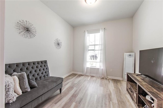 sitting room featuring light hardwood / wood-style floors