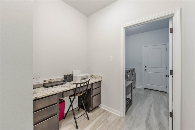 home office featuring light hardwood / wood-style floors