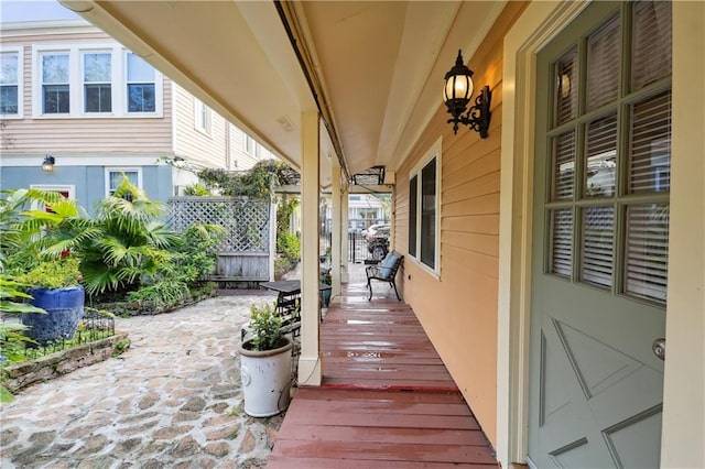 deck featuring a porch