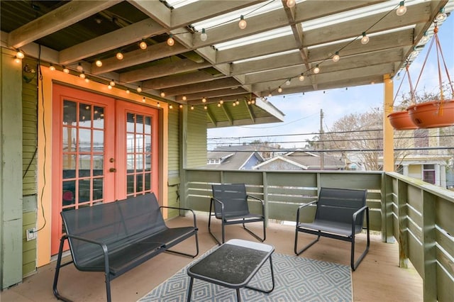 balcony with french doors