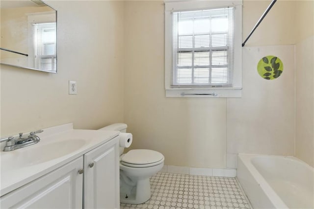 full bathroom featuring vanity, toilet, and shower / bath combination