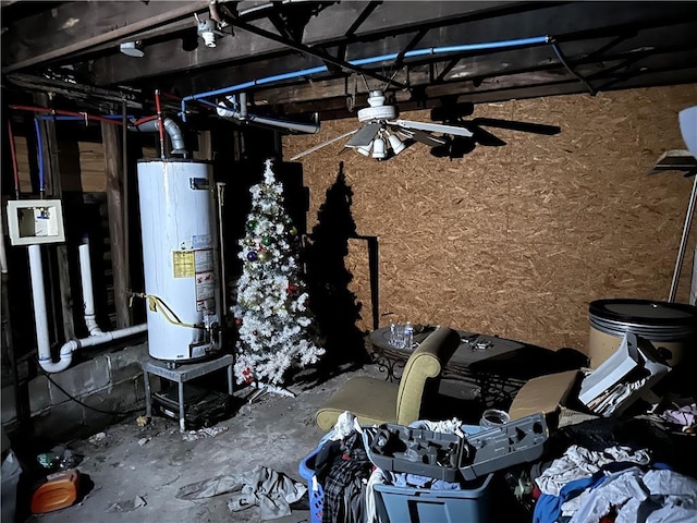 utility room with gas water heater