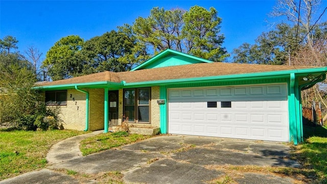 single story home with a garage