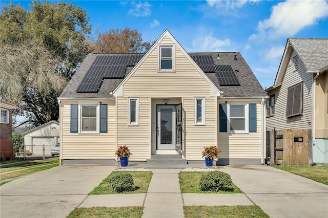 view of front of home with solar panels