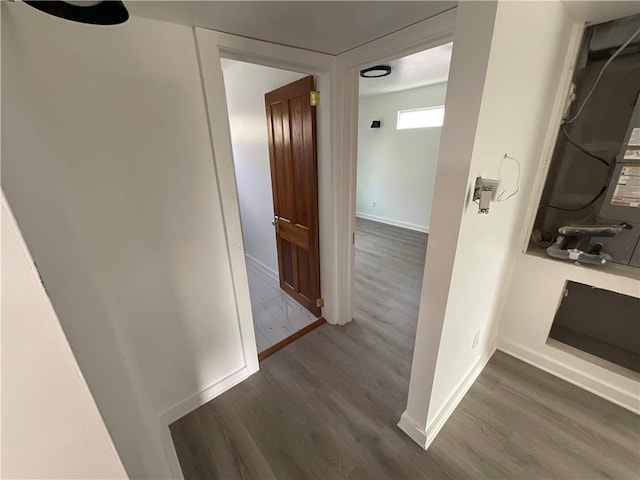 hallway featuring dark hardwood / wood-style floors