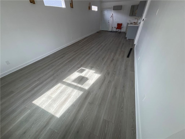 interior space with washer / clothes dryer and light hardwood / wood-style floors