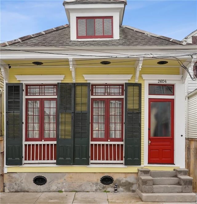 doorway to property featuring french doors