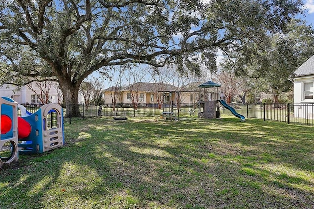 view of yard with a playground