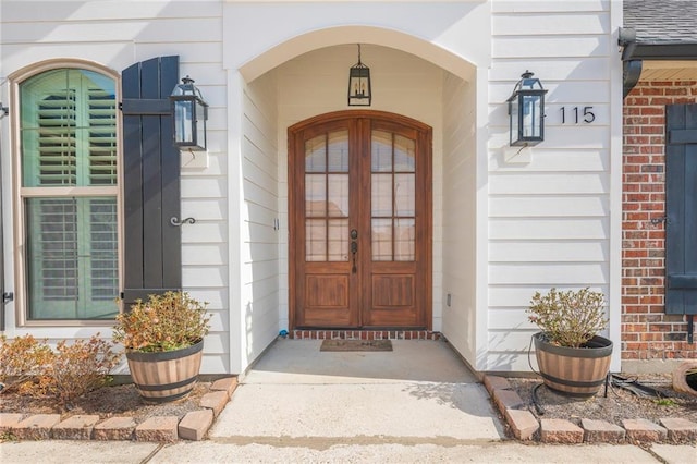 doorway to property with french doors