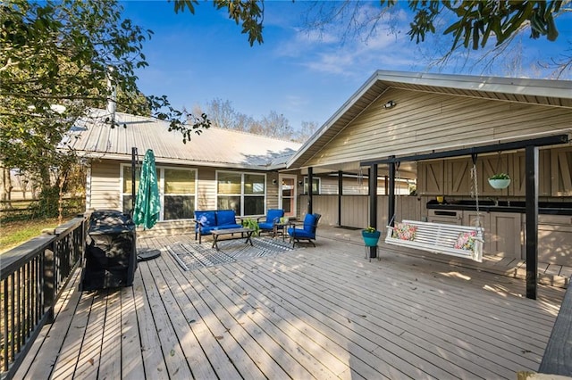 deck with outdoor lounge area