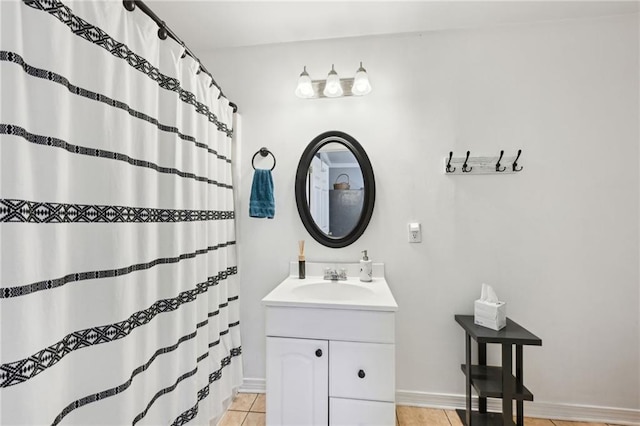 bathroom featuring vanity and tile patterned flooring