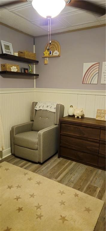 living area featuring hardwood / wood-style floors