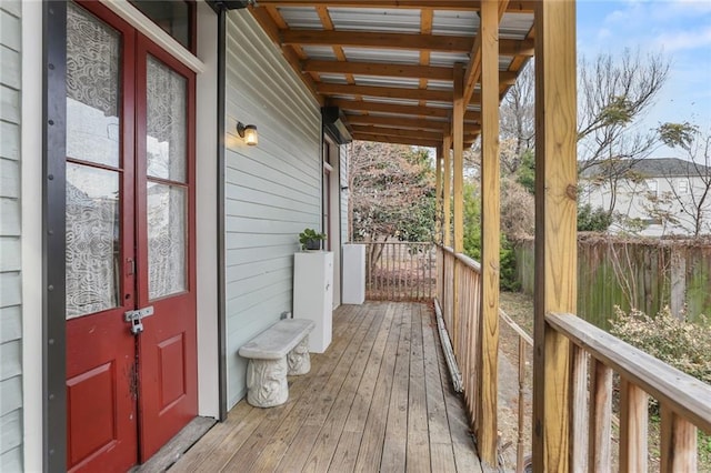 wooden terrace with covered porch