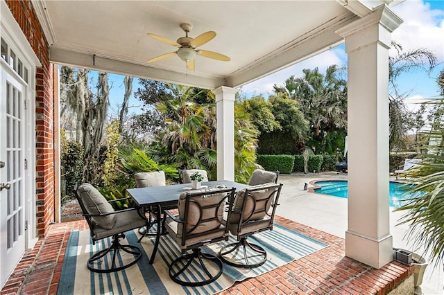 view of patio with ceiling fan