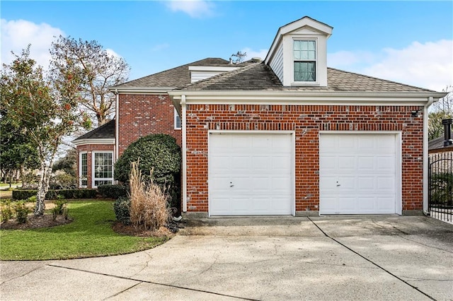 view of property exterior featuring a garage