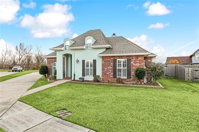 view of front of home with a front lawn