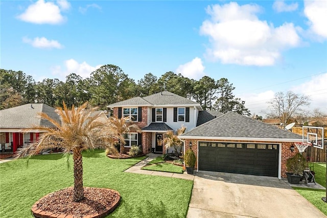 view of front of house featuring a garage and a front yard