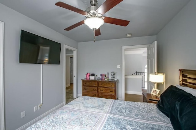 bedroom featuring ceiling fan