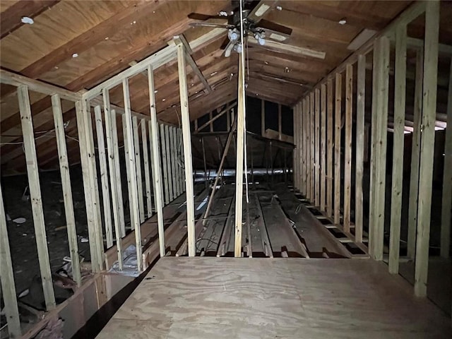 view of unfinished attic