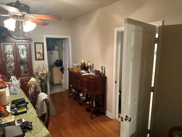 3526 Louisiana Ave Parkway, New Orleans, LA 70125 - dining area featuring hardwood / wood-style floors and ceiling fan