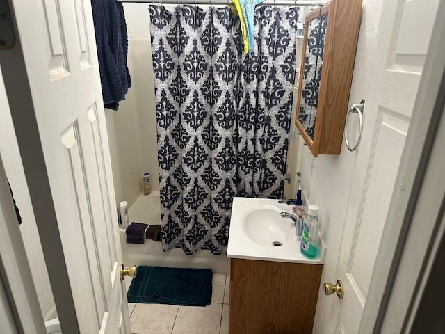3526 Louisiana Ave Parkway, New Orleans, LA 70125 - bathroom with shower / bath combination with curtain, tile patterned floors, and vanity