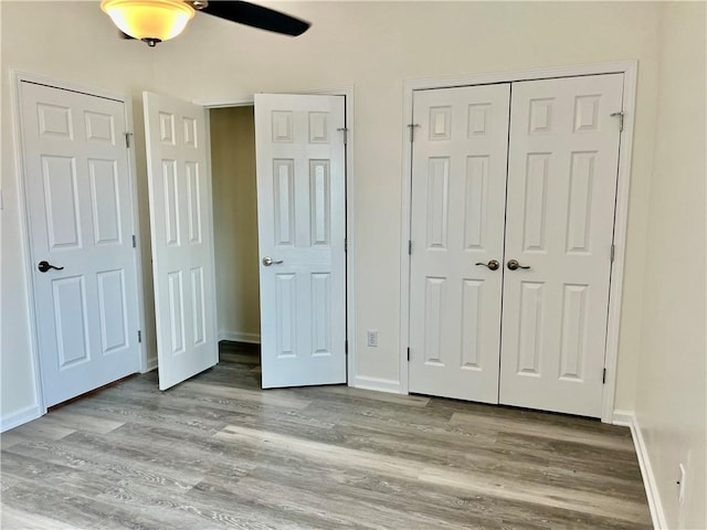 unfurnished bedroom featuring light wood-type flooring