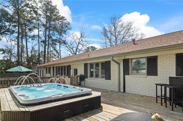 exterior space featuring pool water feature