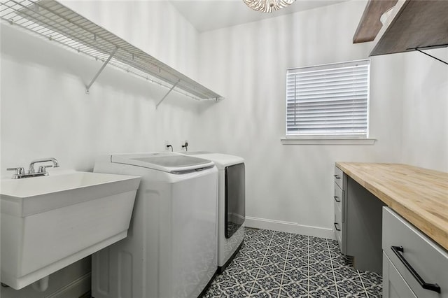 laundry area with sink and washer and clothes dryer