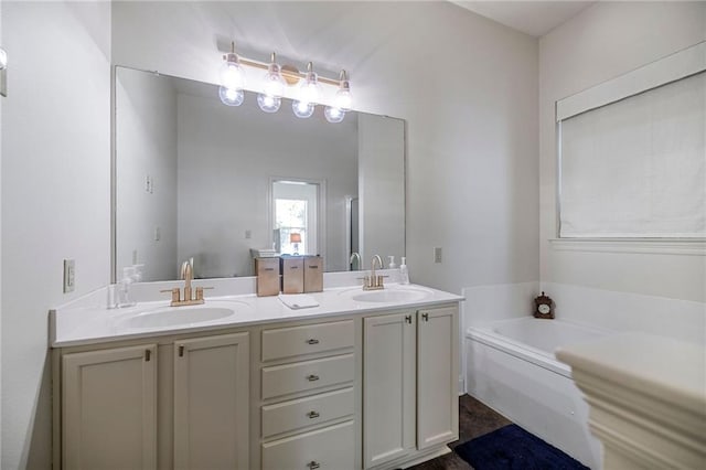 bathroom featuring vanity and a bathtub