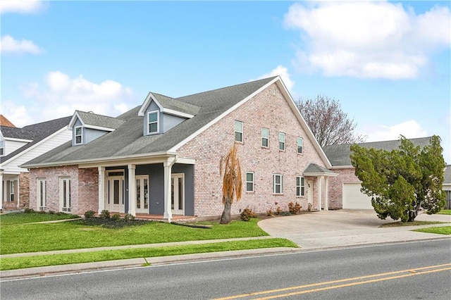 view of front facade with a garage and a front yard