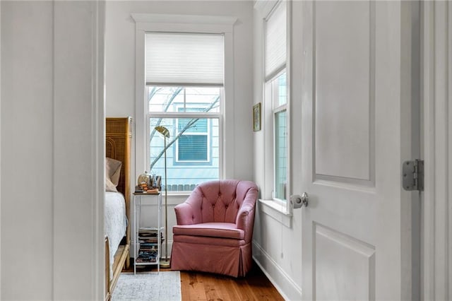 sitting room featuring light hardwood / wood-style floors