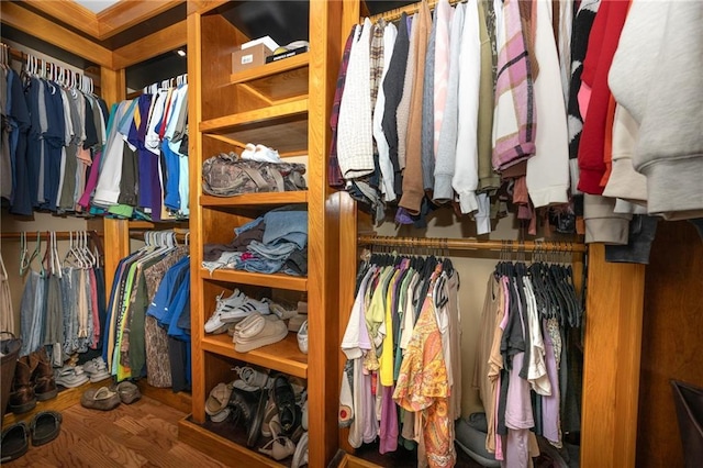 spacious closet featuring hardwood / wood-style floors