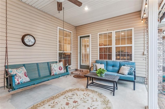 view of patio with an outdoor hangout area and ceiling fan