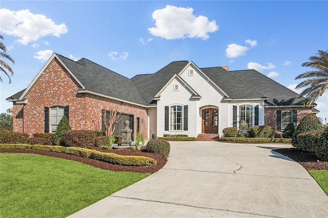 view of front of house with a front lawn