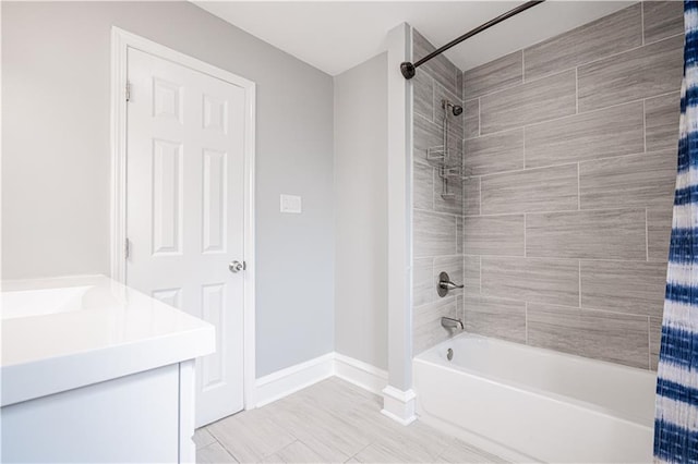 bathroom with shower / bath combination with curtain