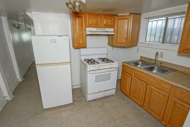 kitchen with white appliances and sink