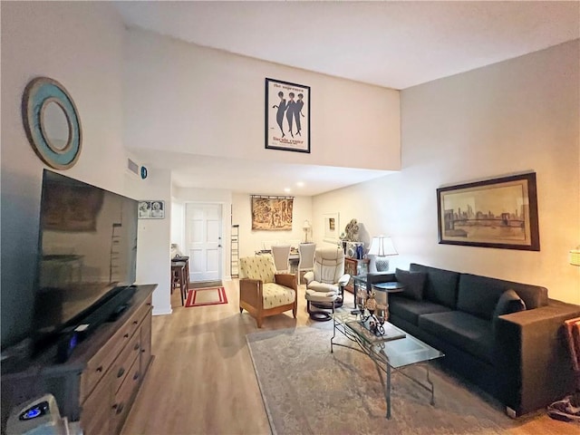 living room with hardwood / wood-style floors