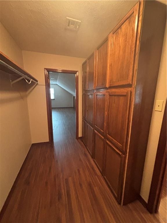 interior space with dark hardwood / wood-style flooring