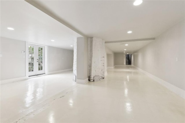 basement with french doors