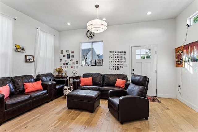 living room featuring light wood-type flooring