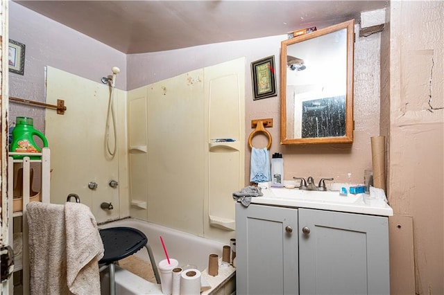 bathroom featuring vanity and shower / bath combination