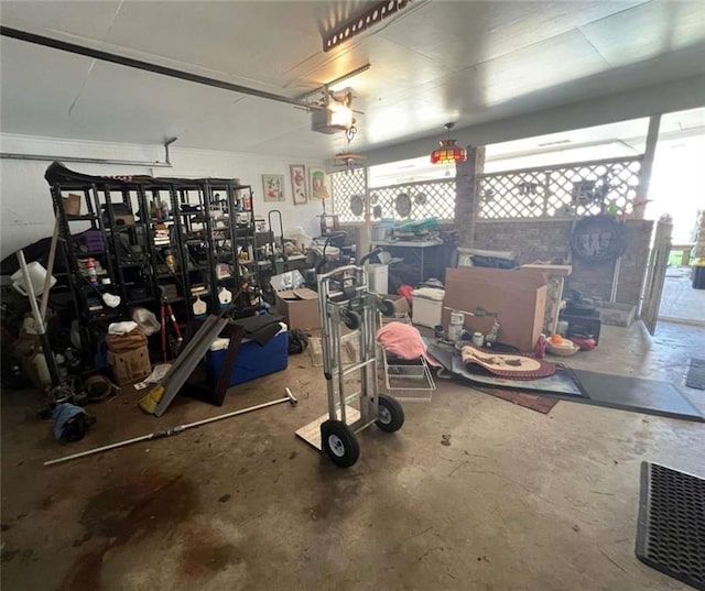 garage with a garage door opener