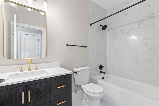 full bathroom featuring vanity, toilet, and tiled shower / bath