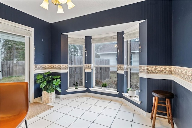 interior space featuring ceiling fan