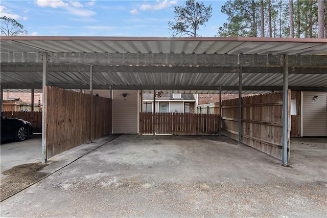 view of car parking featuring a carport