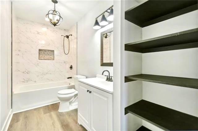 532 Gardere Ave, Harvey, LA 70058 - full bath featuring shower / bathing tub combination, wood finished floors, vanity, and toilet