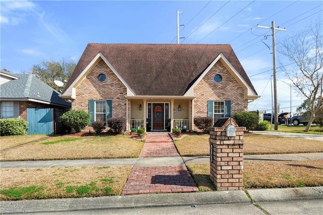 view of front facade featuring a front yard