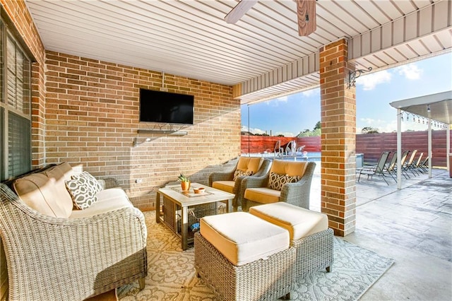 6900 Royal St, Arabi, LA 70032 - view of patio / terrace with outdoor lounge area and a ceiling fan