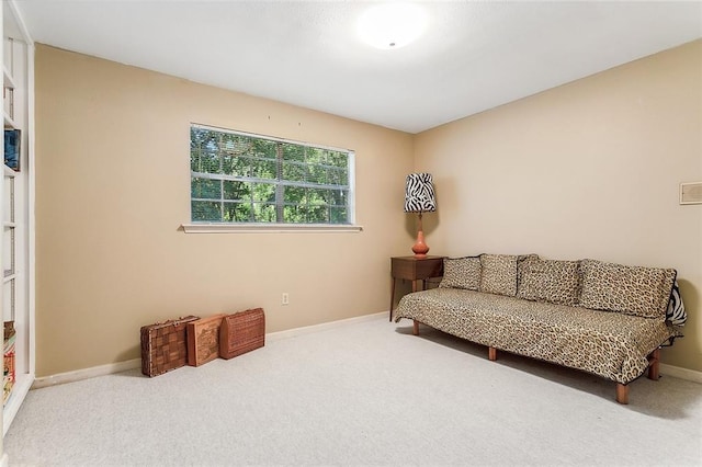 sitting room with carpet flooring